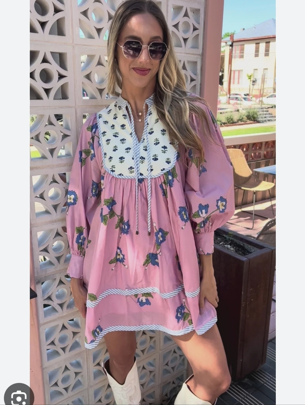 Nwt Boho Desert Bloom Pink Floral Babydoll Dress Festival Coastal Cowgirl Yoke - Picture 1 of 12
